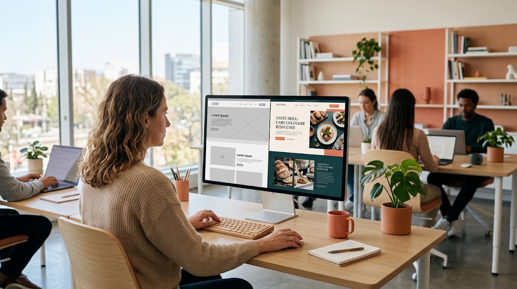 Avant-après d'un site web générique transformé grâce à Taste Skill
